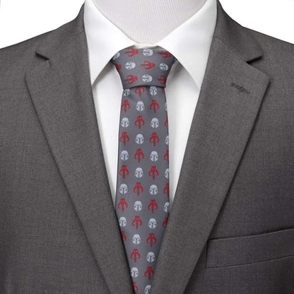 Star Wars Mandalorian and Mythosaur Red and Gray Tie - My Men's Shop