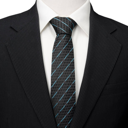 Star Wars Obi-Wan Kenobi Blue LIGHTSABER Pattern Black Tie, Tie Clip, and Gray Jedi Crest Dress Socks Gift Set - My Men's Shop