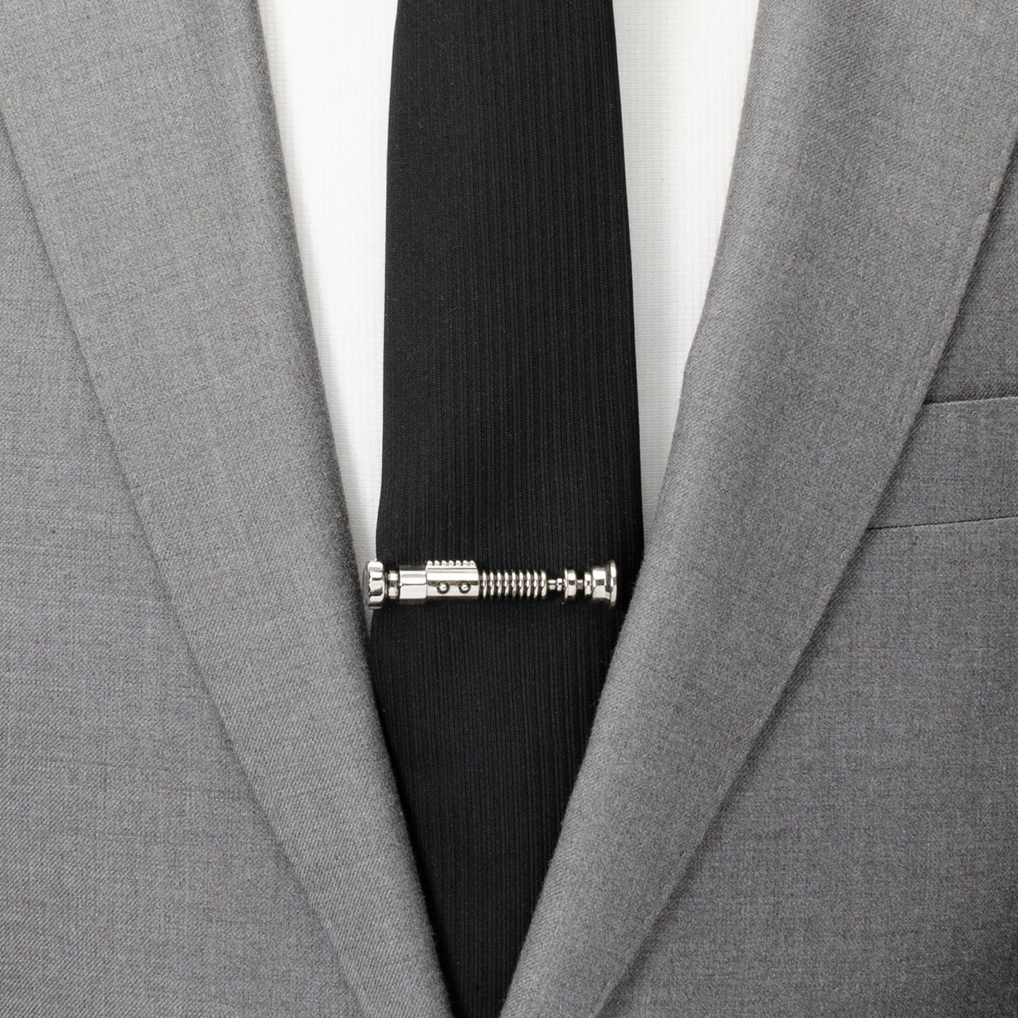 Star Wars Obi-Wan Kenobi Blue LIGHTSABER Pattern Black Tie, Tie Clip, and Gray Jedi Crest Dress Socks Gift Set - My Men's Shop