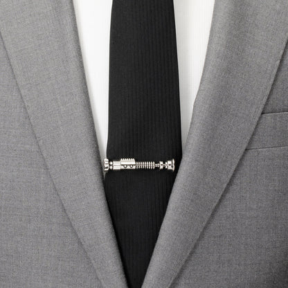 Star Wars Obi-Wan Kenobi Blue LIGHTSABER Pattern Black Tie, Tie Clip, and Gray Jedi Crest Dress Socks Gift Set - My Men's Shop