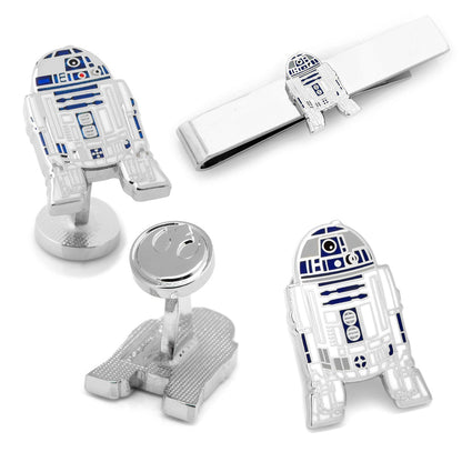 Star Wars R2-D2 Cufflinks, Lapel Pin, and Tie Bar 3-Piece Gift Set - My Men's Shop