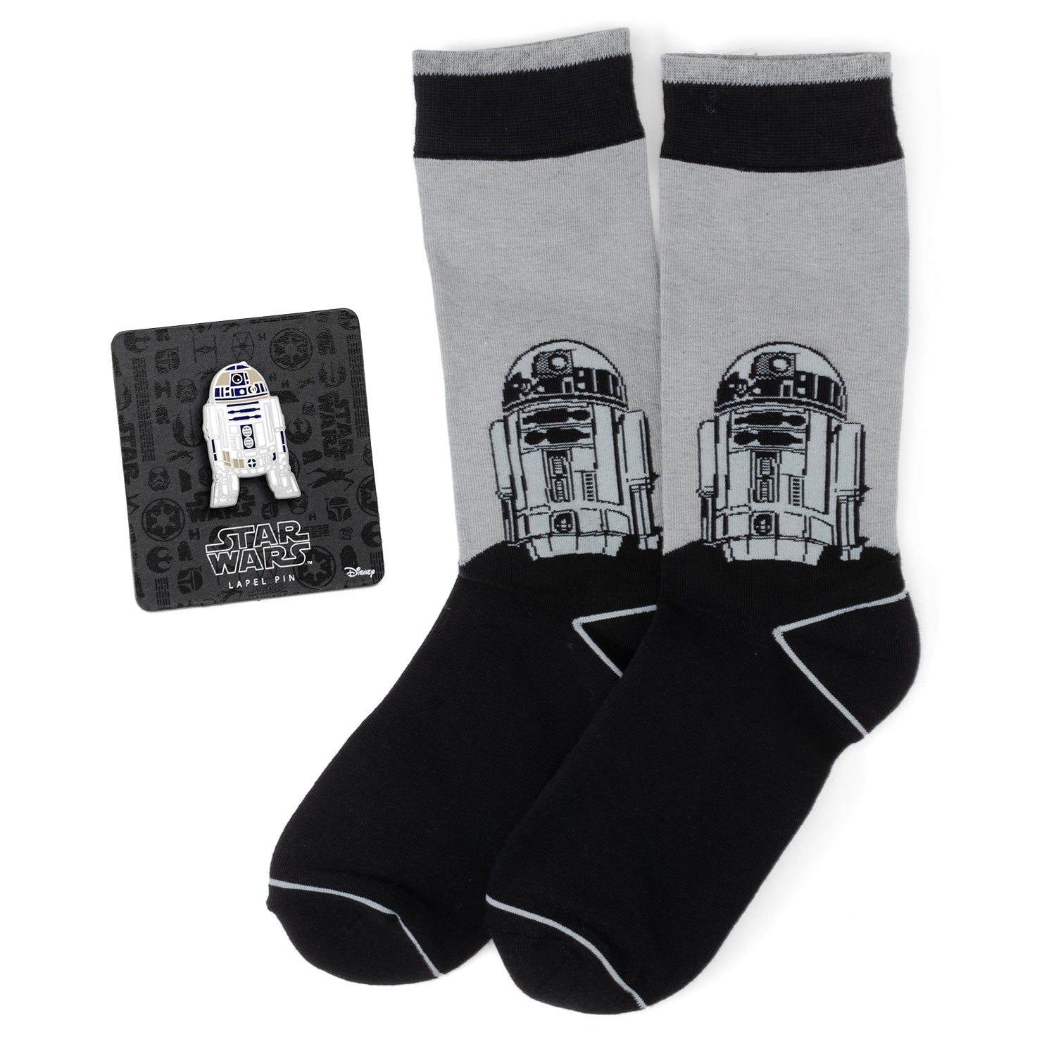 Star Wars R2-D2 Men's Gray and Black Mod Dress Socks and Lapel Pin Gift Set - My Men's Shop
