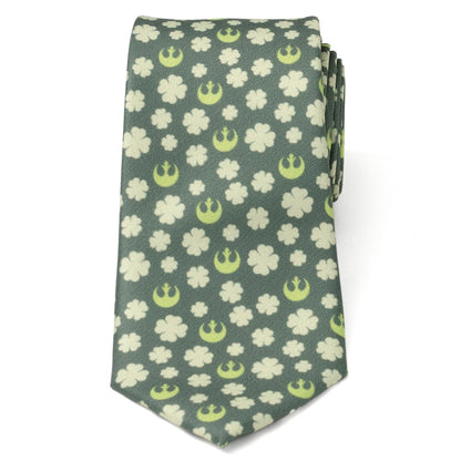 Corbata verde trébol y el escudo de la Alianza Rebelde de Star Wars
