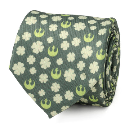 Corbata verde trébol y el escudo de la Alianza Rebelde de Star Wars