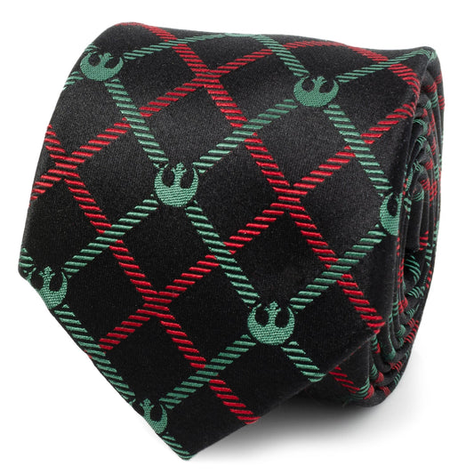 Corbata a cuadros roja, verde y negra del escudo de la Alianza Rebelde de Star Wars