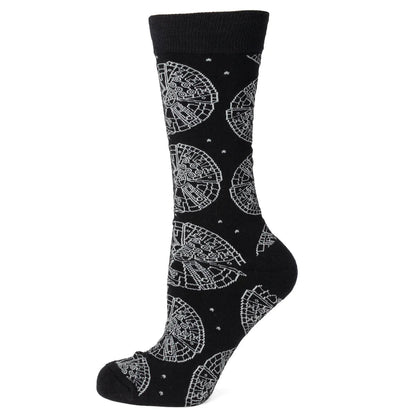 Calcetines de vestir negros y pin de solapa de Star Wars Millennium Falcon - Set de regalo