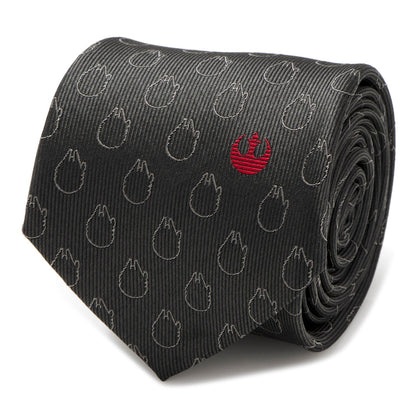 Star Wars Rebel Alliance and Millennium Falcon Gray Tie with Red Crest - My Men's Shop