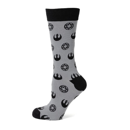 Star Wars Rebel Alliance Starbird Crest and Imperial Crest Gray Dress Socks and Lapel Pin Gift Set - My Men's Shop