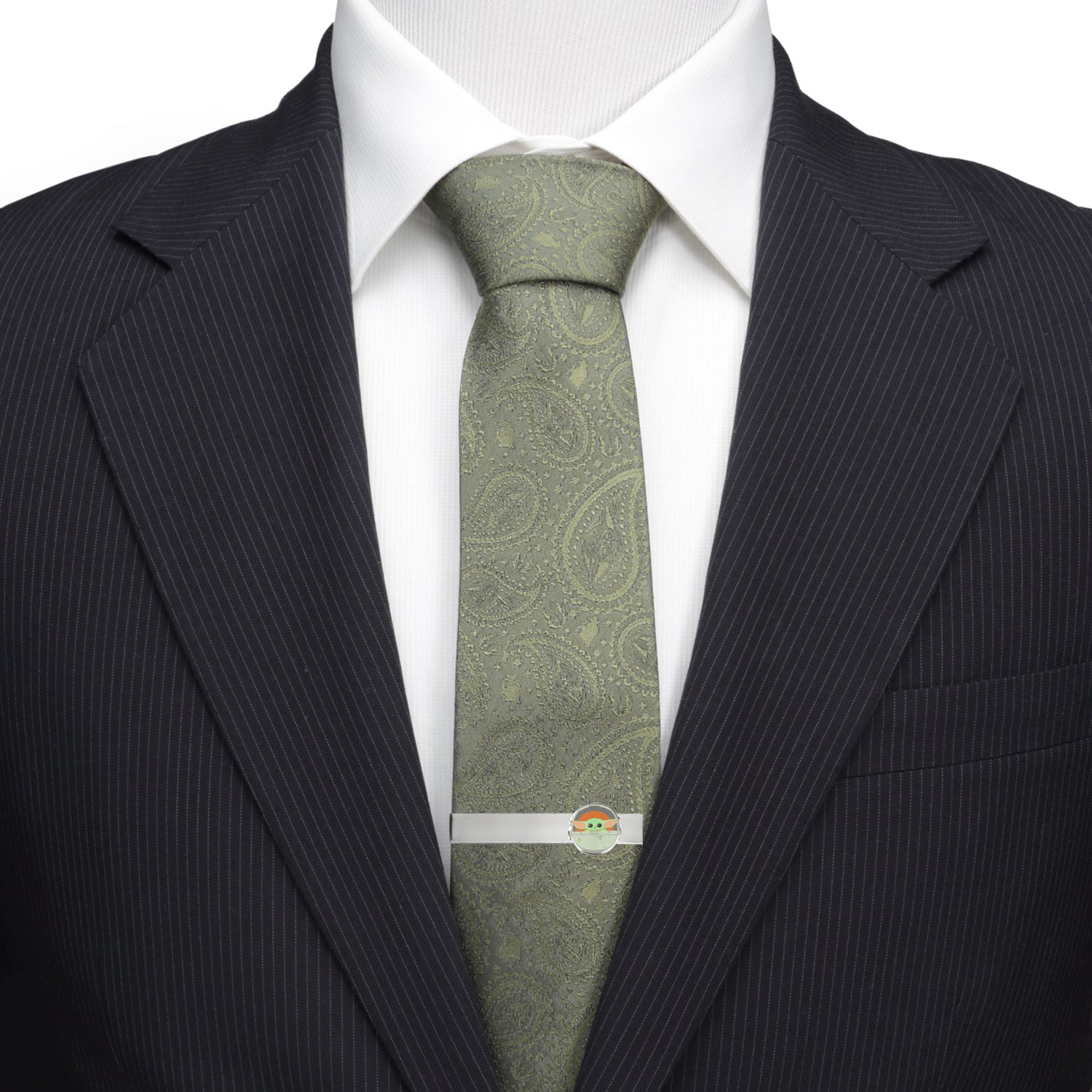 Star Wars Grogu Green Tie, Gray Dress Socks, and Tie Bar Gift Set - My Men's Shop