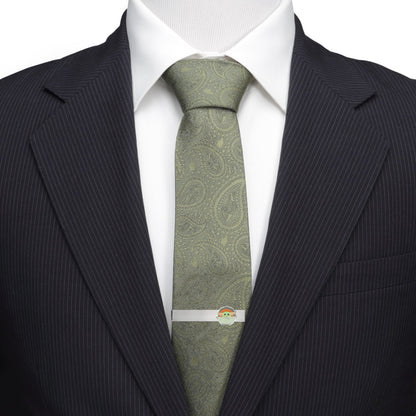 Set de regalo de corbata verde de Grogu de Star Wars, calcetines de vestir grises y pasador de corbata