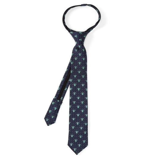 Corbata con cremallera punteada azul marino para niño Grogu de Star Wars