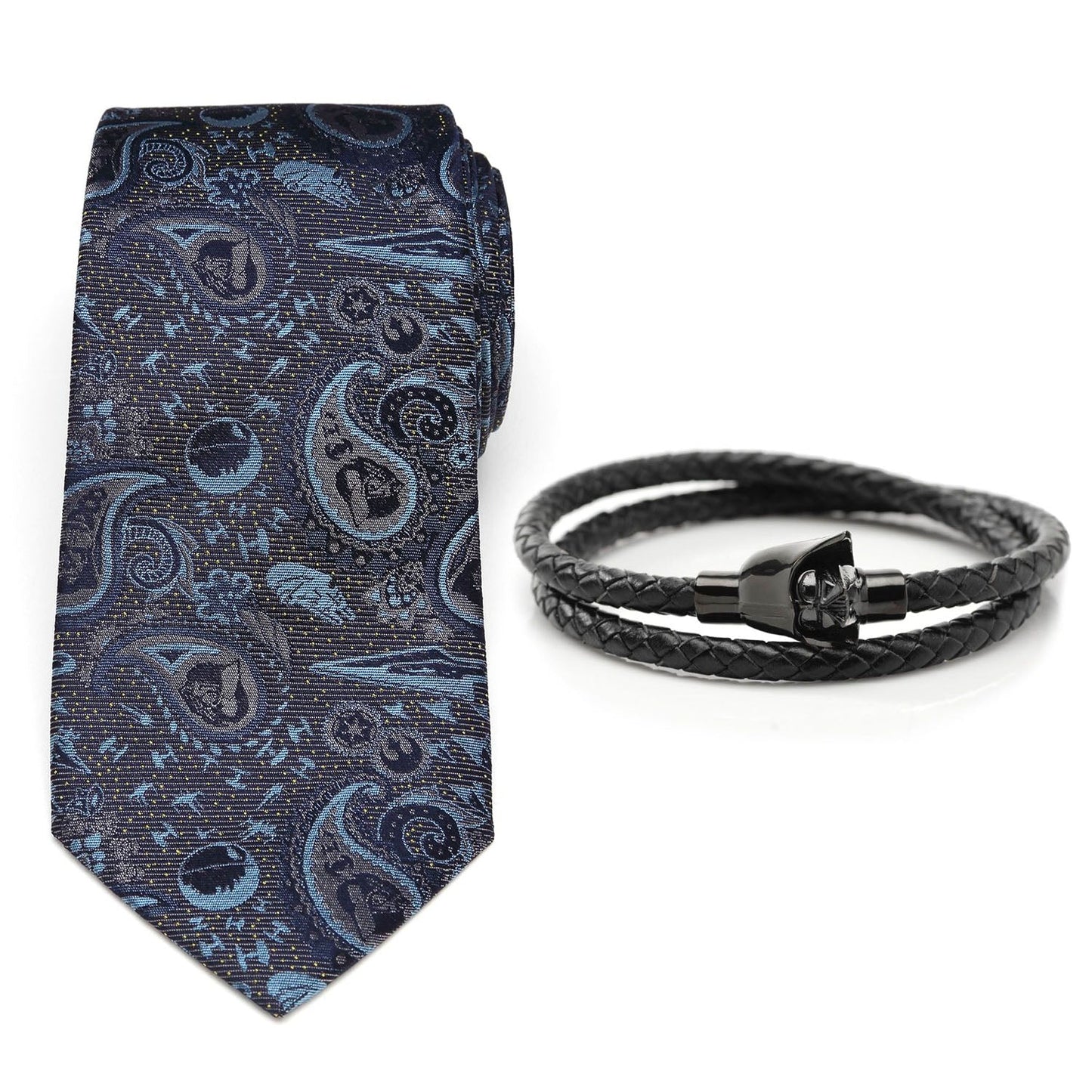 Star Wars Darth Vader Blue and Gray Paisley Tie and Bracelet Gift Set - My Men's Shop
