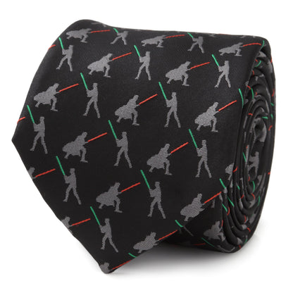 Star Wars Darth Vader and Luke Skywalker LIGHTSABER Battle Black Tie - My Men's Shop