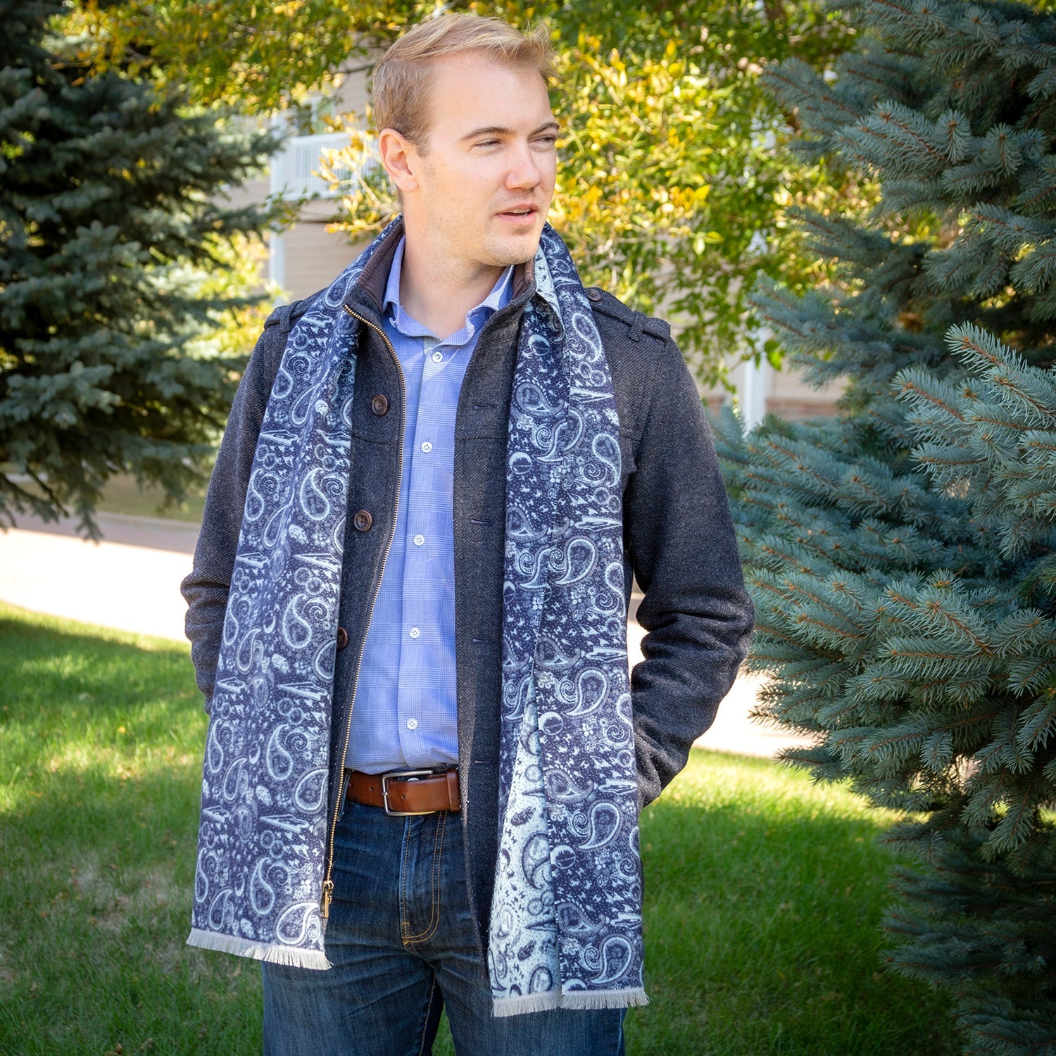 Star Wars Darth Vader Blue and Gray Paisley Scarf - My Men's Shop