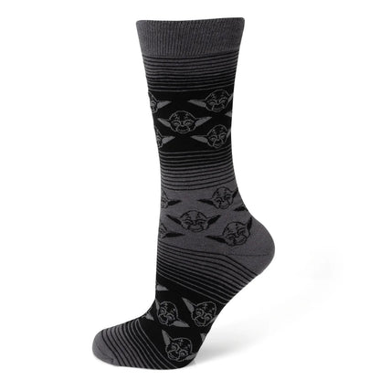 Calcetines de vestir de carbón negro de Yoda de Star Wars y set de regalo de pin de solapa del escudo Jedi
