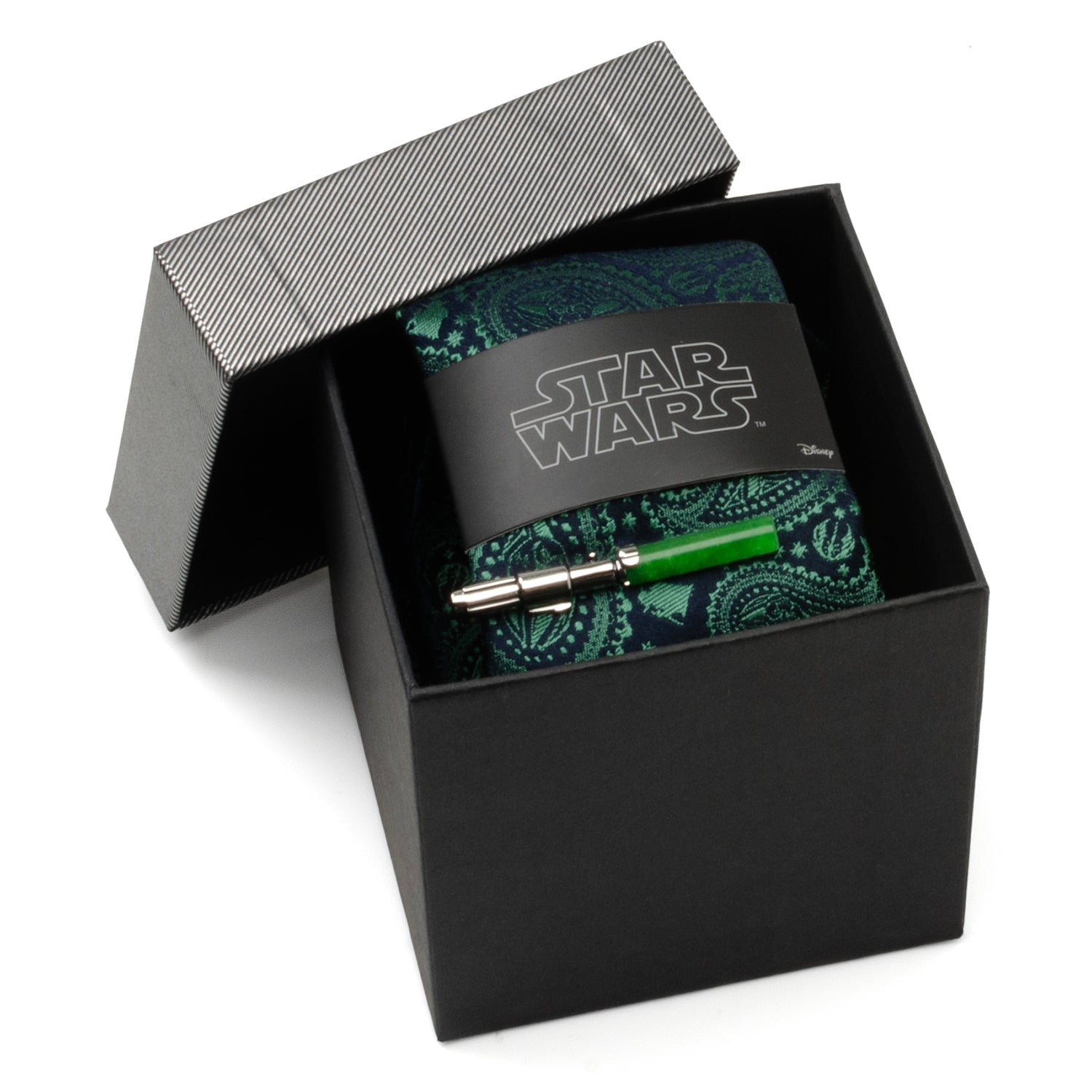 Star Wars Yoda Green and Blue Paisley Tie and LIGHTSABER Tie Clip Gift Set - My Men's Shop