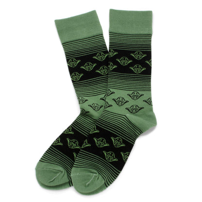 Star Wars Yoda Green, Gray, and Black Ombre Dress Socks and Jedi Crest Lapel Pin Gift Set - My Men's Shop
