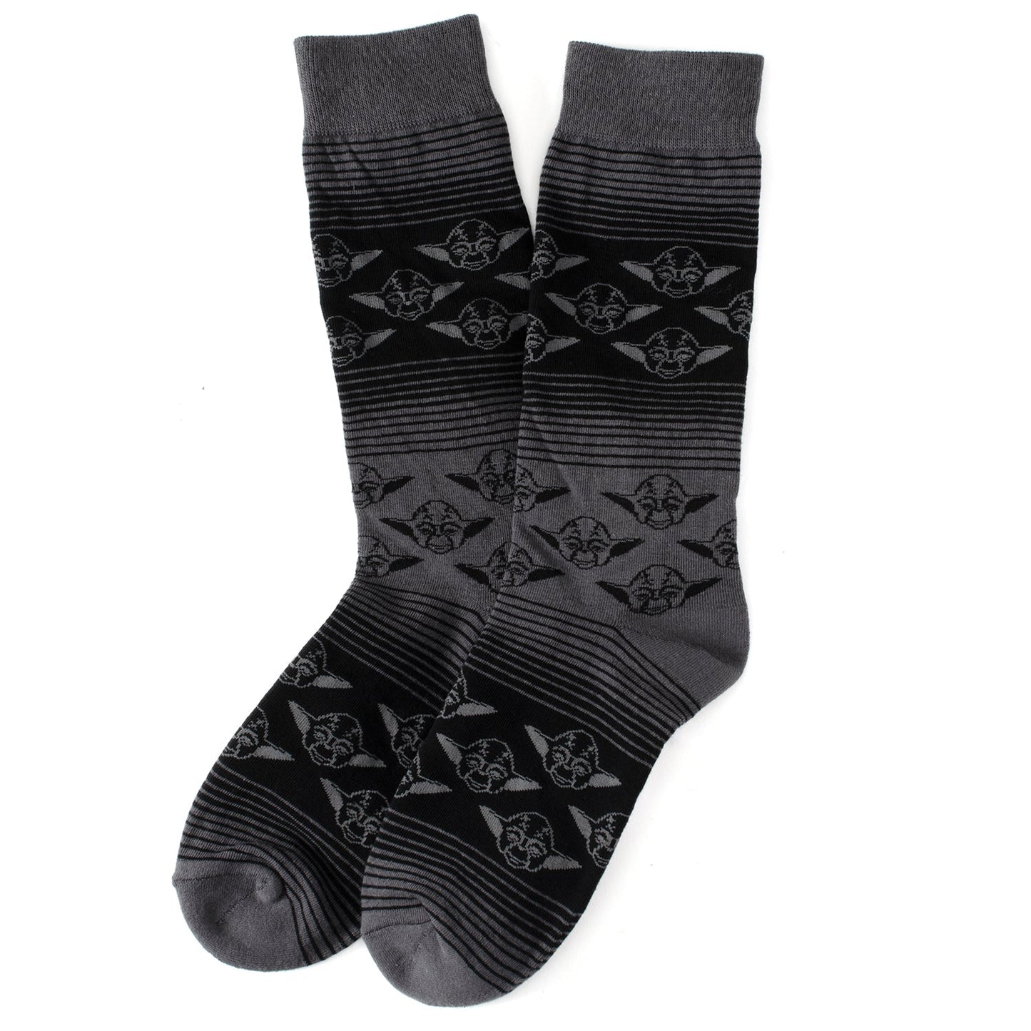 Star Wars Yoda Green, Gray, and Black Ombre Dress Socks and Jedi Crest Lapel Pin Gift Set - My Men's Shop