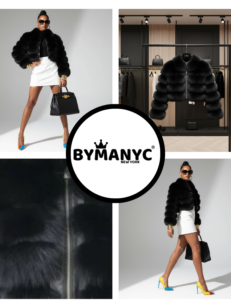 Chaqueta corta de piel sintética para mujer, Flatiron, BYMANYC New York.