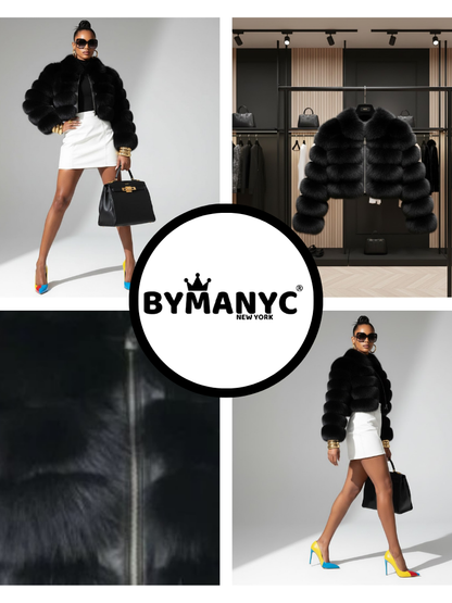 Chaqueta corta de piel sintética para mujer, Flatiron, BYMANYC New York.