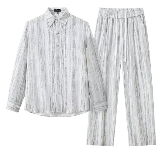 Strata Set – Printed Long Sleeve Shirt & Pant GREY - My Men's Shop