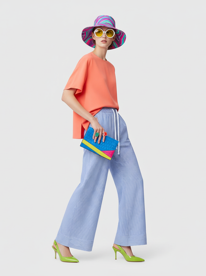 Striped Wide-Leg Pants, Hamptons | Women - BYMANYC ® New York - My Men's Shop