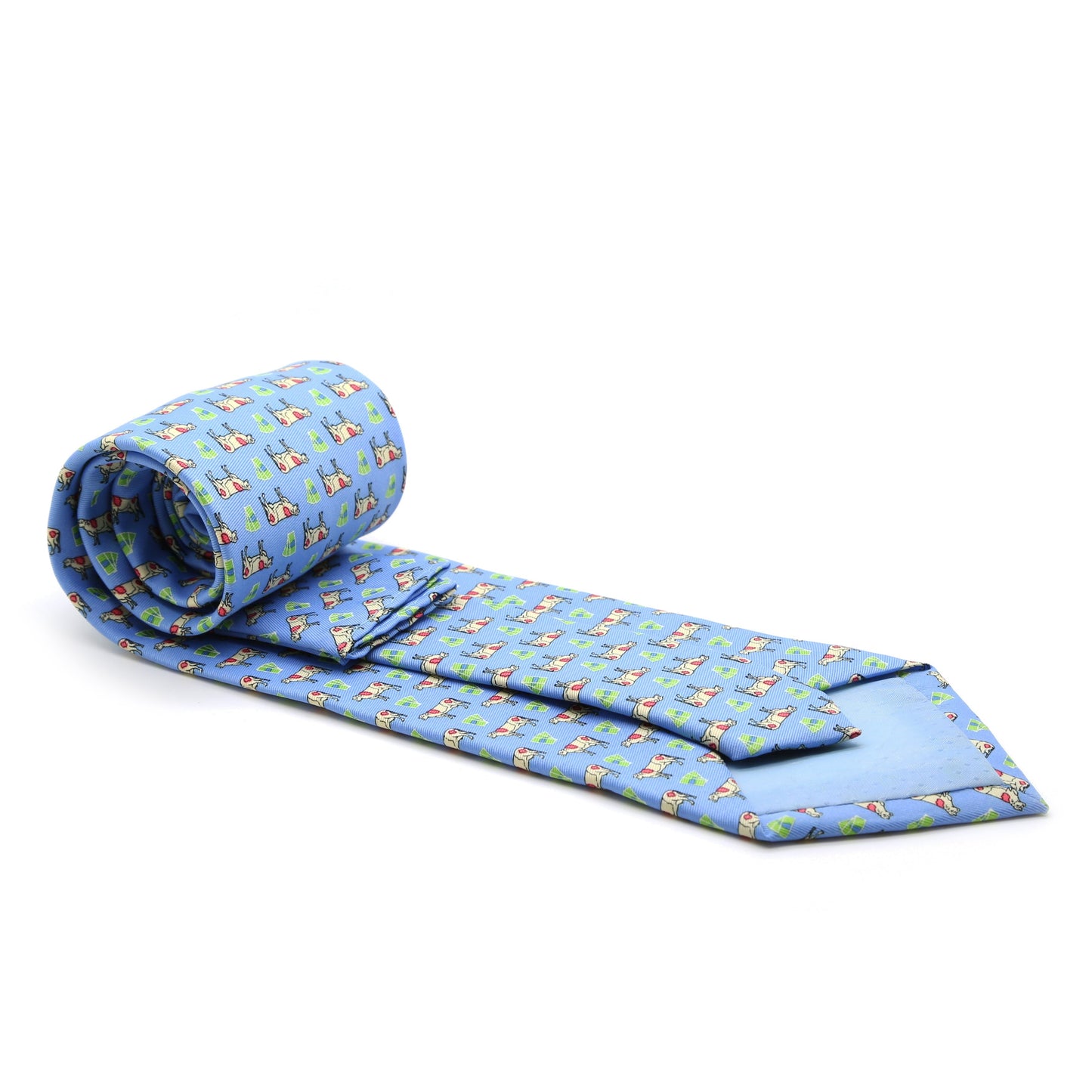 Cow Blue Necktie with Handkerchief Set