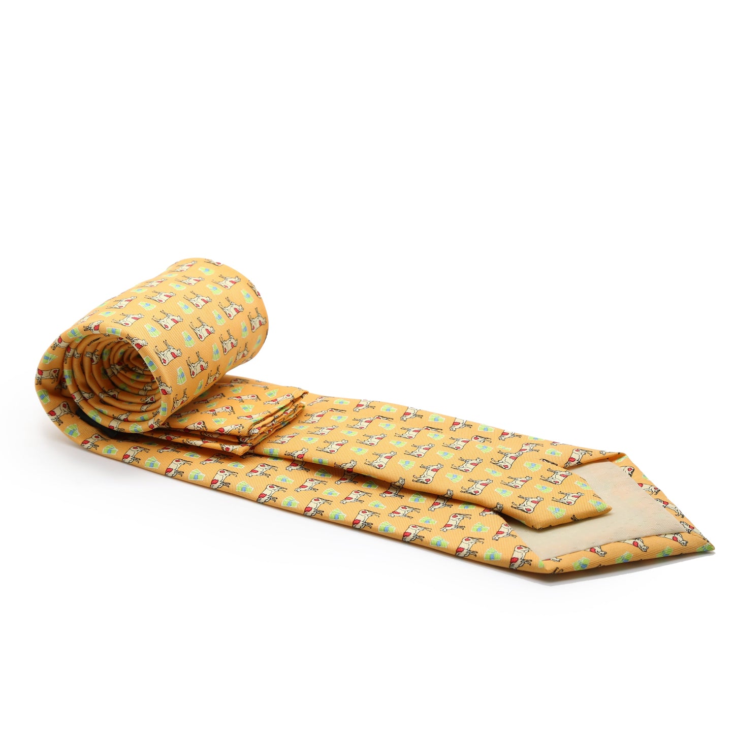 Cow Citrus Necktie with Handkerchief Set