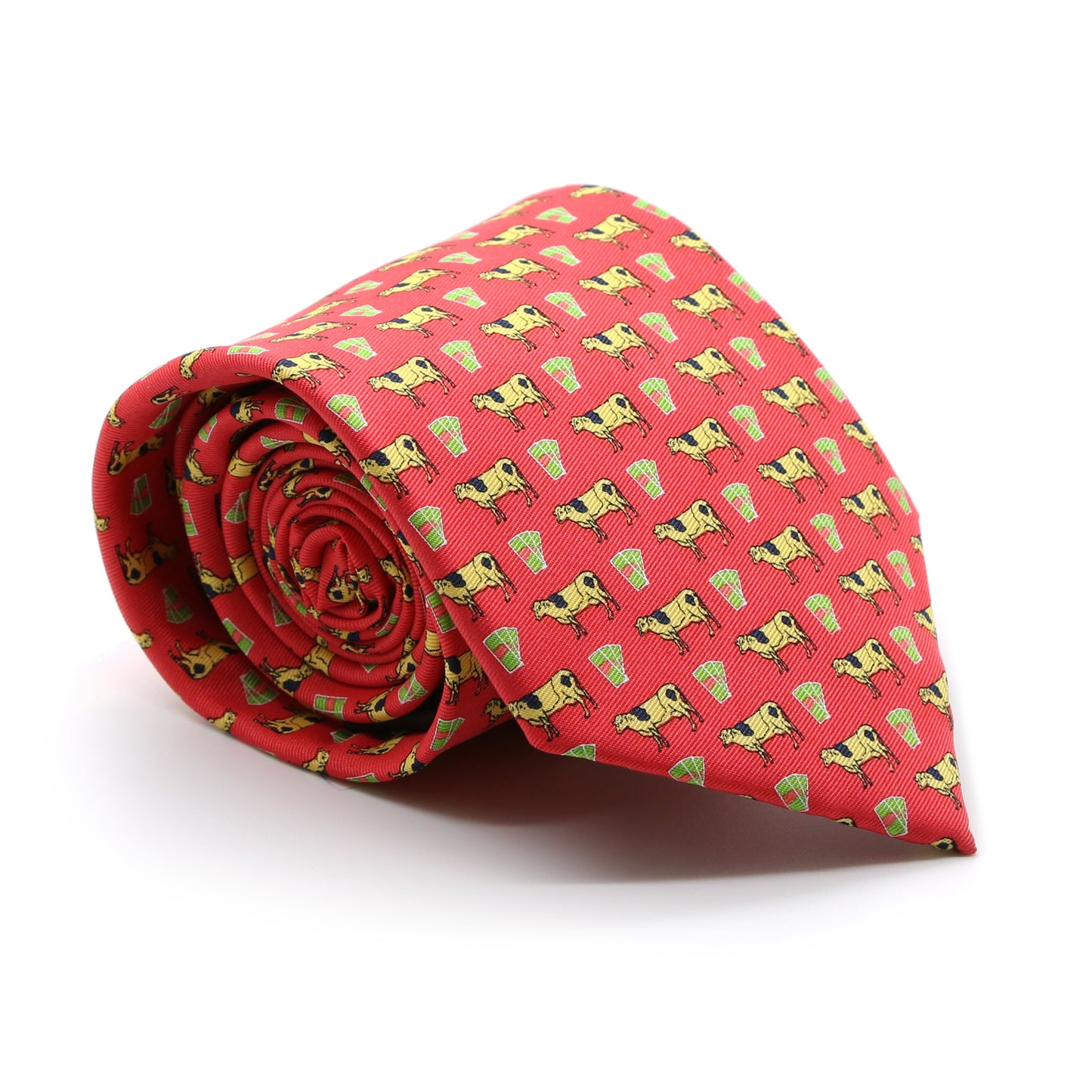 Cow Red Necktie with Handkerchief Set