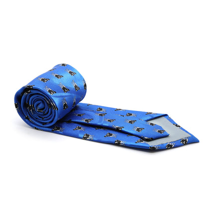 Cow Blue Necktie with Handkerchief Set