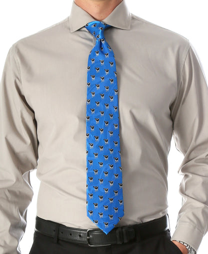 Cow Blue Necktie with Handkerchief Set