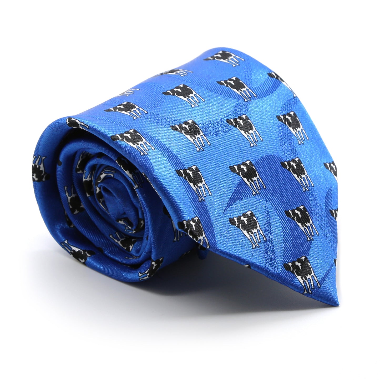 Cow Blue Necktie with Handkerchief Set