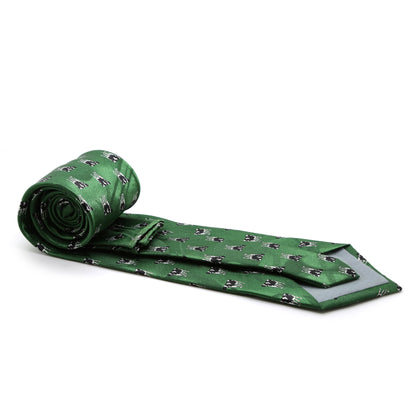 Cow Green Necktie with Handkerchief Set
