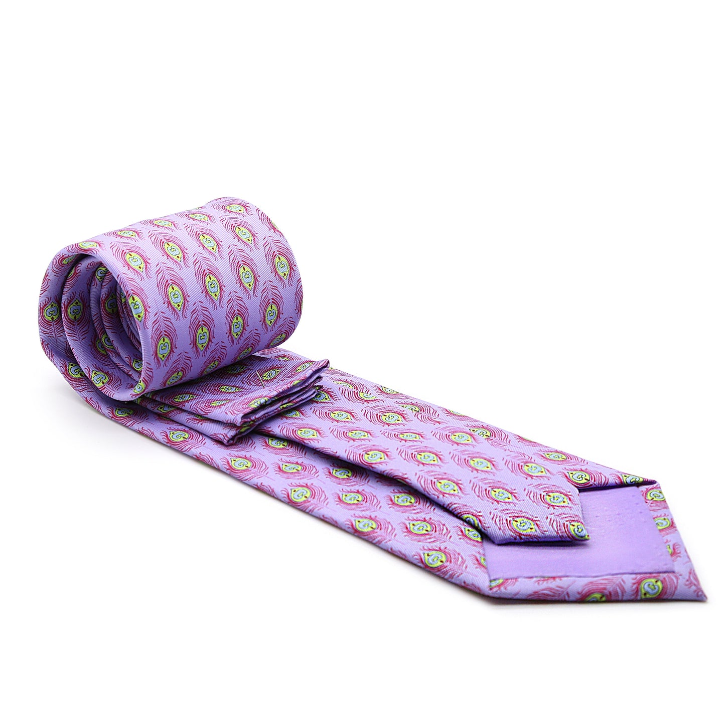 Feather Purple Necktie with Handkerchief Set
