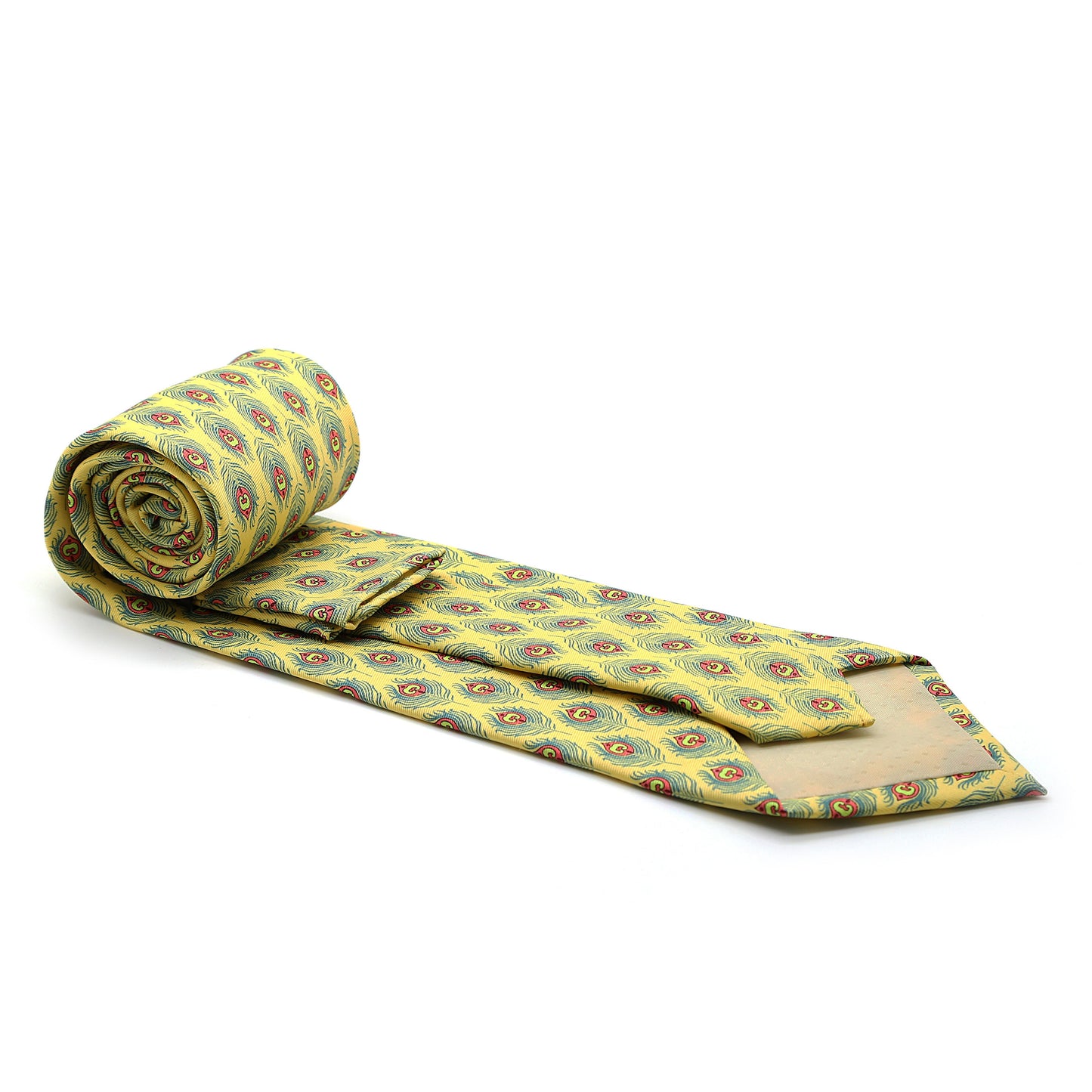 Feather Yellow Necktie with Handkerchief Set