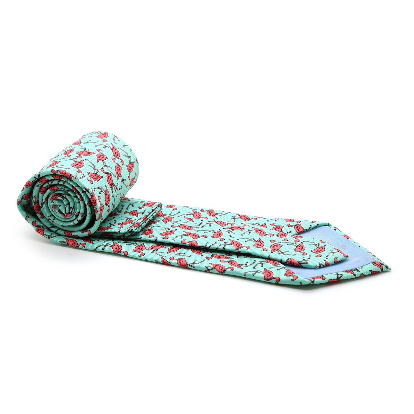 Flamingo Turquoise Necktie with Handkerchief Set