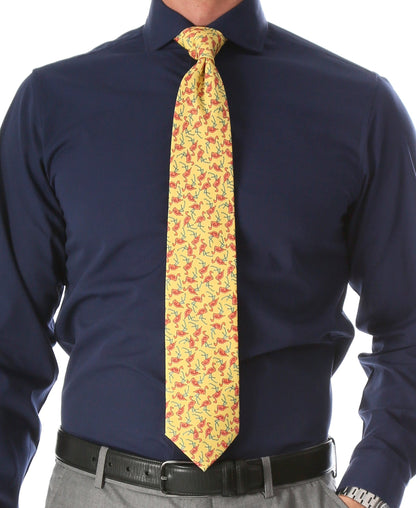Flamingo Yellow Necktie with Handkerchief Set
