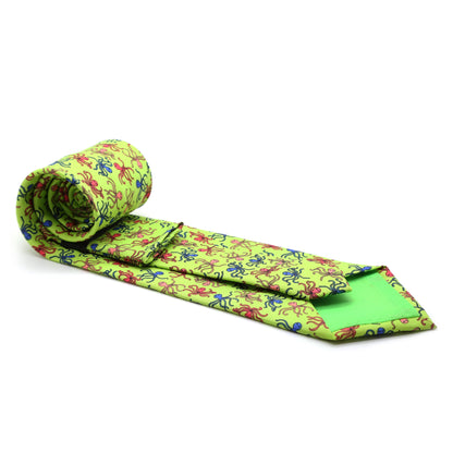 Octopus Lime Necktie with Handkerchief Set