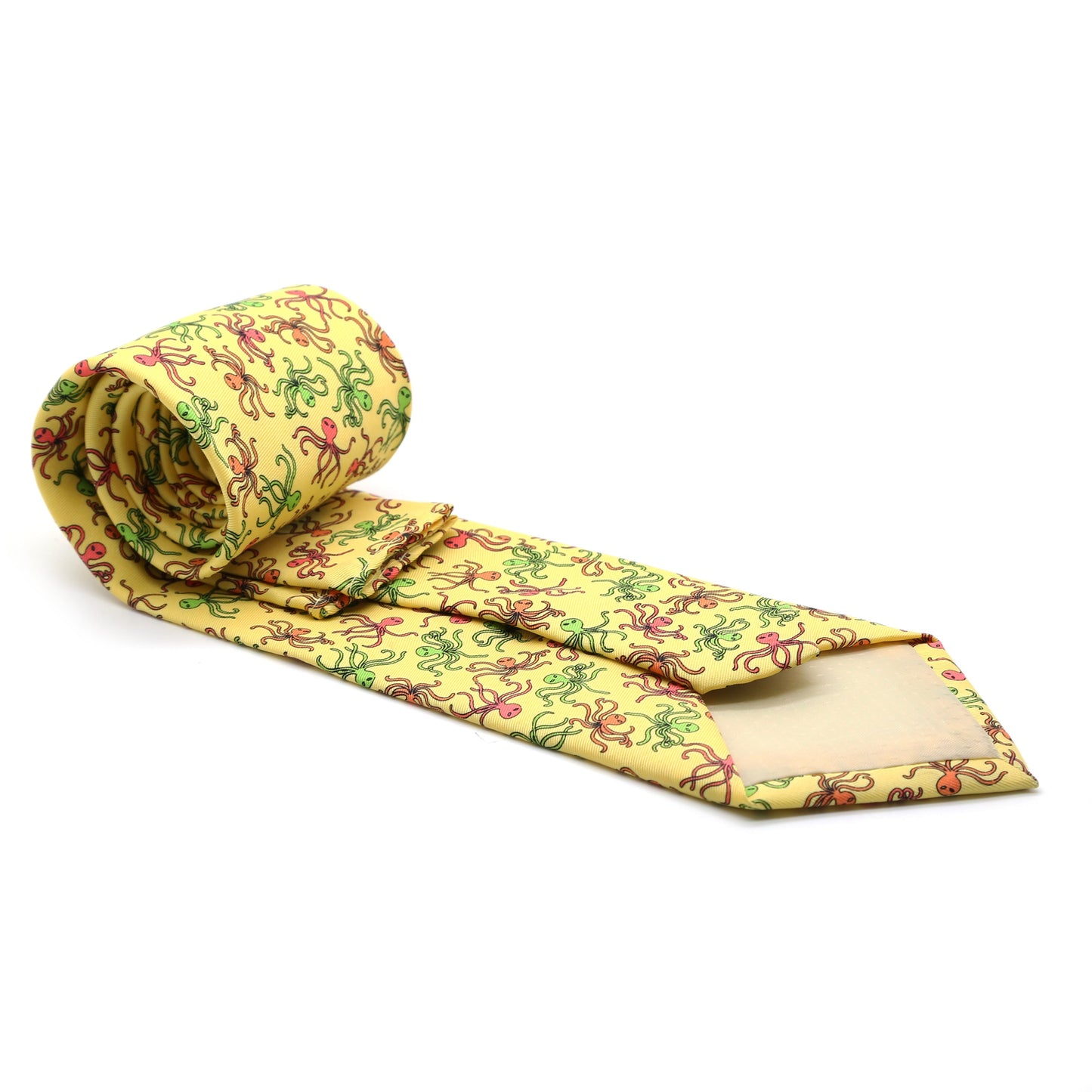 Octopus Yellow Necktie with Handkerchief Set