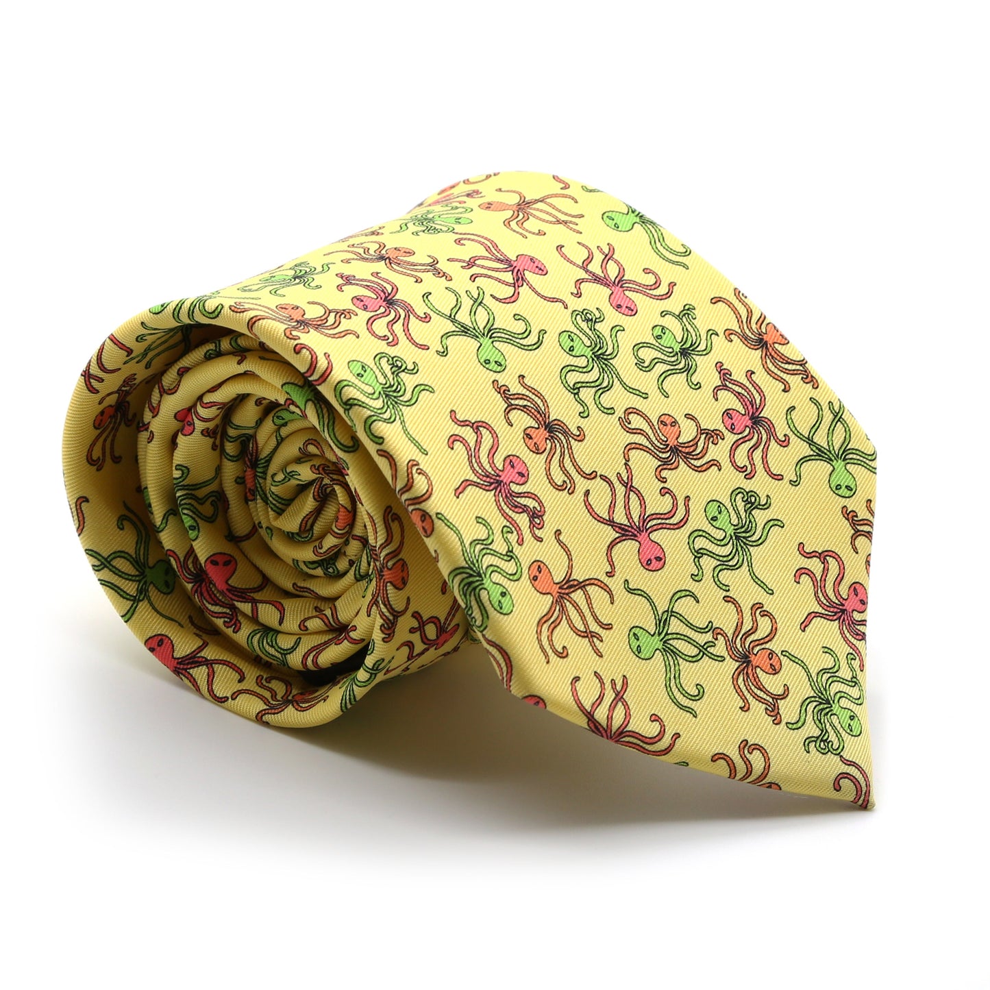 Octopus Yellow Necktie with Handkerchief Set