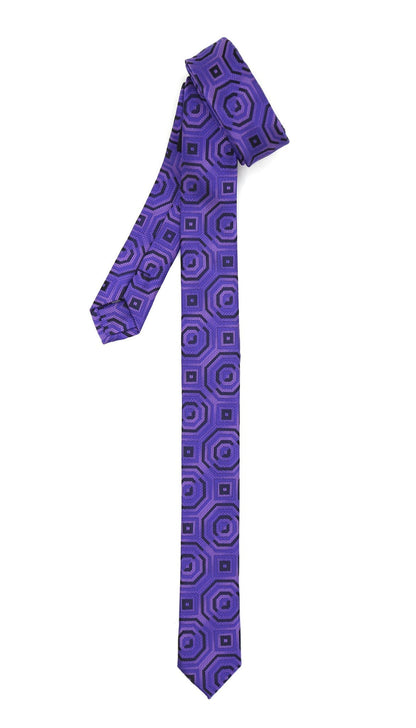 Super Skinny Retro Geometric Purple Slim Tie