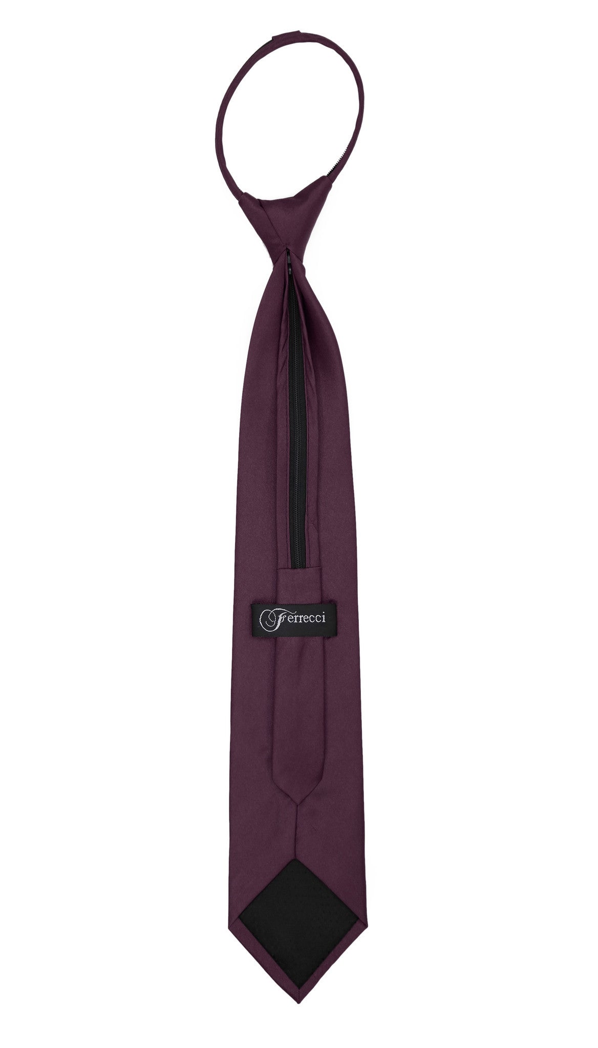 Satine Plum Zipper Tie with Hankie Set