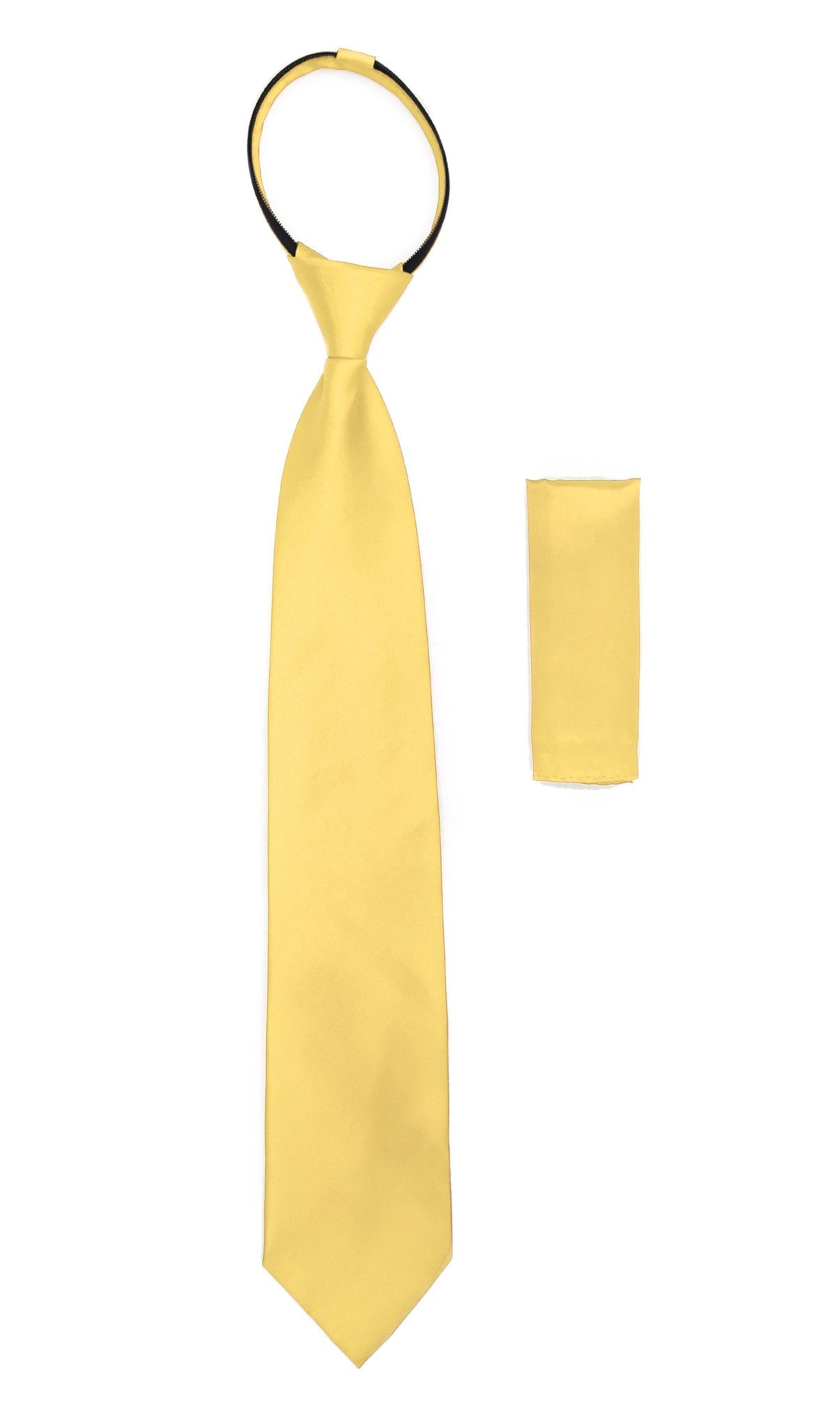 Satine Yellow Zipper Tie with Hankie Set