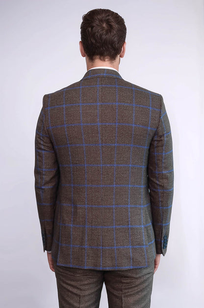 Brown Blue Checked Suit | Wessi