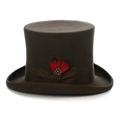 Brown Wool Felt Top Hat for Men | Ferrecci