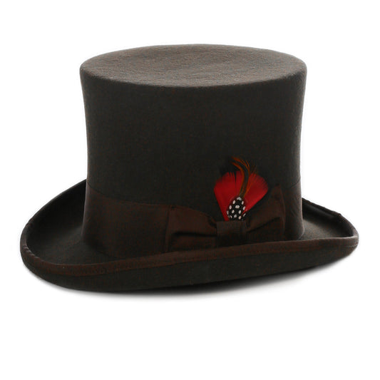Brown Wool Felt Top Hat for Men & Women | Ferrecci