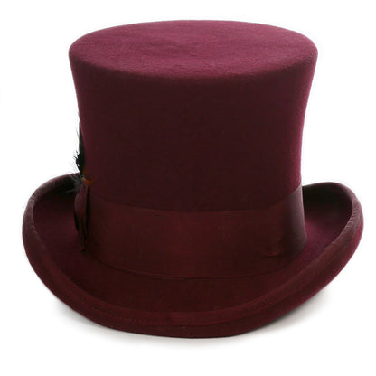 Burgundy Wool Felt Top Hat for Men | Ferrecci
