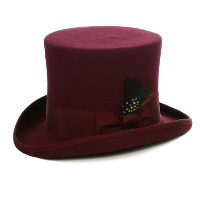 Burgundy Wool Felt Top Hat for Men | Ferrecci