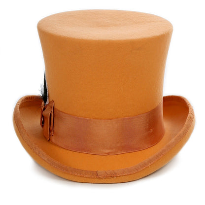 Orange Wool Felt Top Hat for Men | Ferrecci