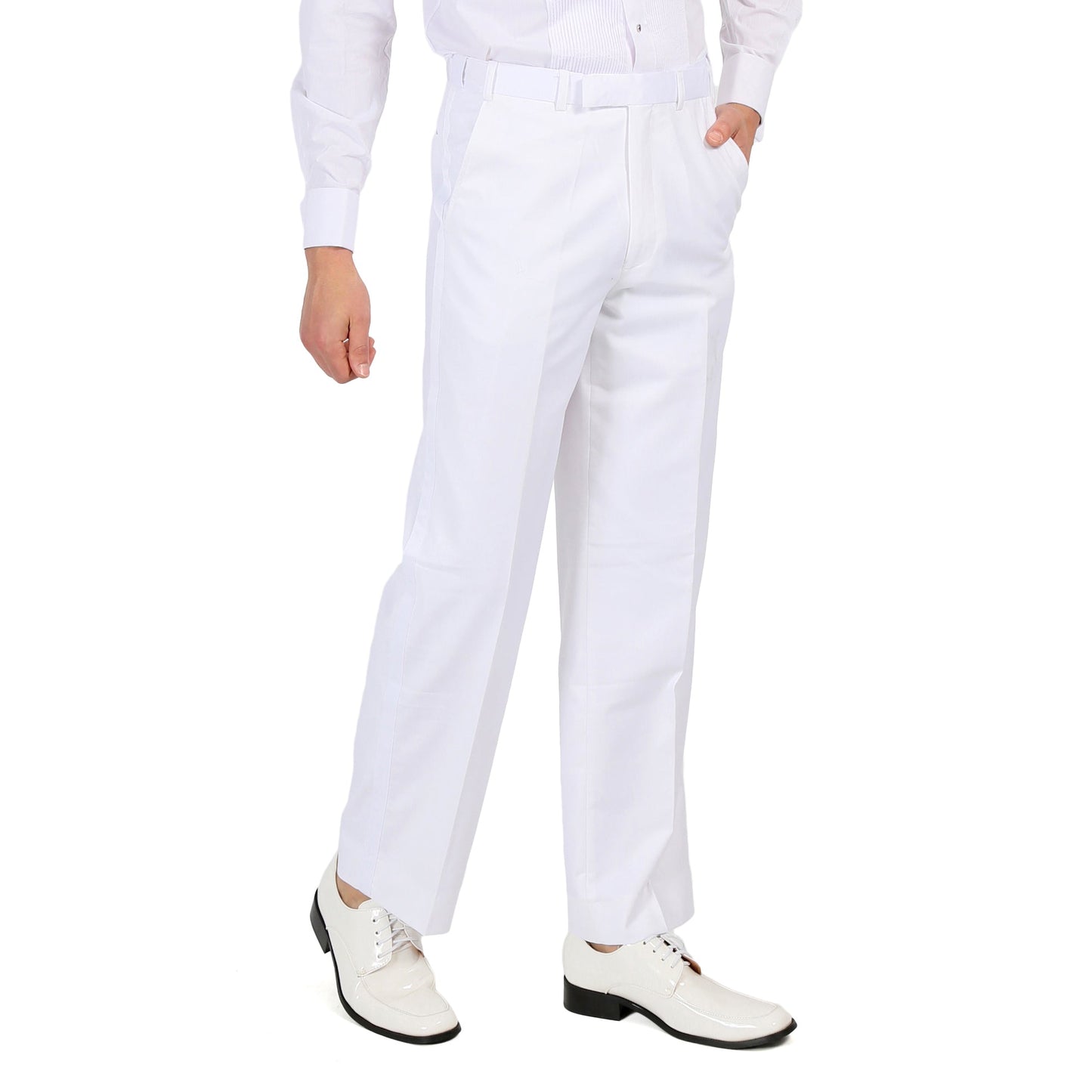 Premium Regular Fit White Tuxedo Dress Pants